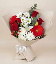 Букет цветов из:  Розы, Хризантемы, Герберы и Лилии в Яр Удмуртия