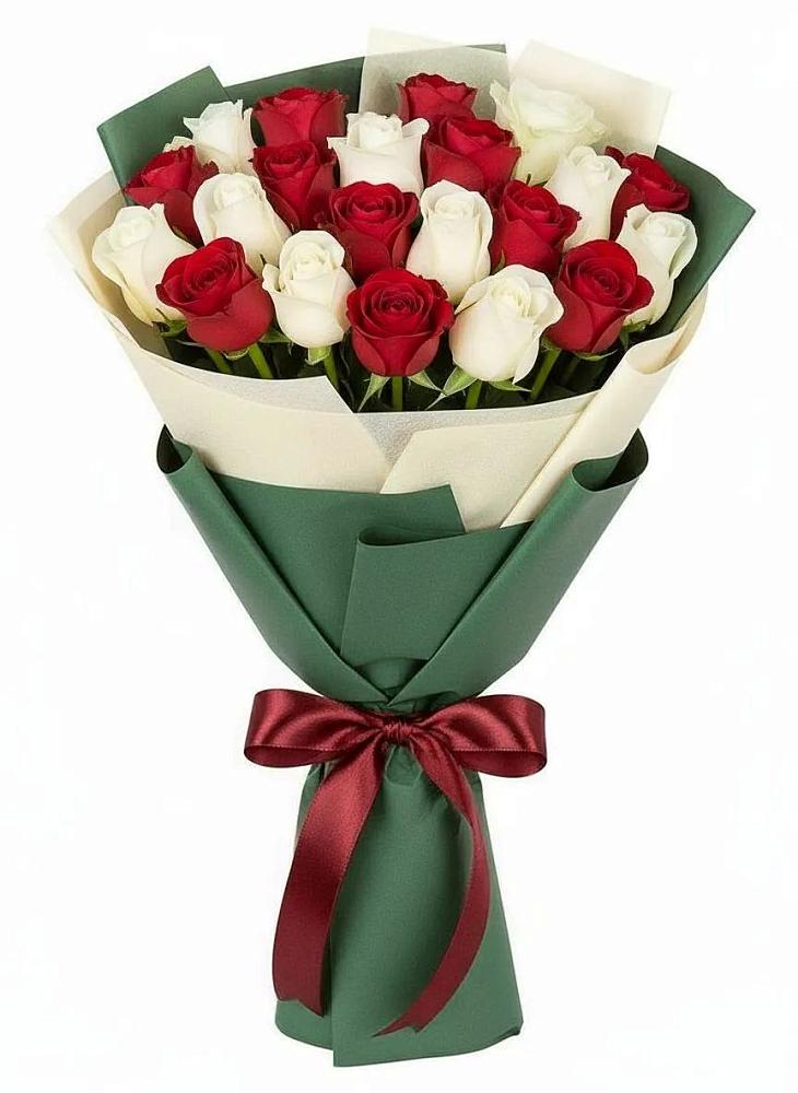 Букет Микс из красных и белых роз в Яр Удмуртия