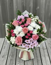 Букет цветов из:  Альстромерии, Гвоздики, Розы и Хризантемы в Яр Удмуртия