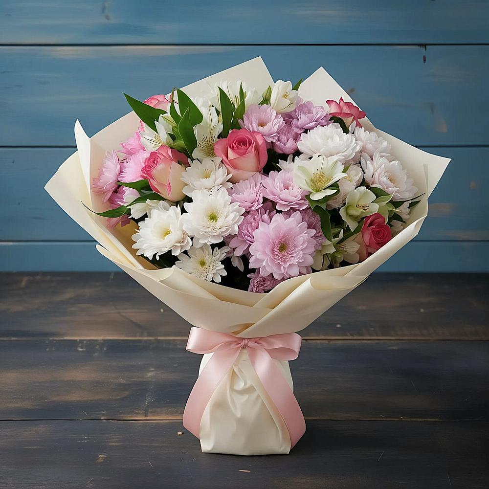 Букет цветов из: Хризантемы, Альстромерии и Розы в Яр Удмуртия